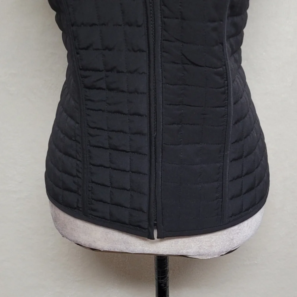 AGB Byer California Retro Y2K Black Faux Fur Collar Full-zip Quilted Vest.Add - Picture 6 of 12